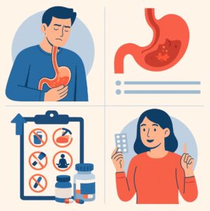 역류성 식도염 증상과 치료 방법에 대한 인포그래픽